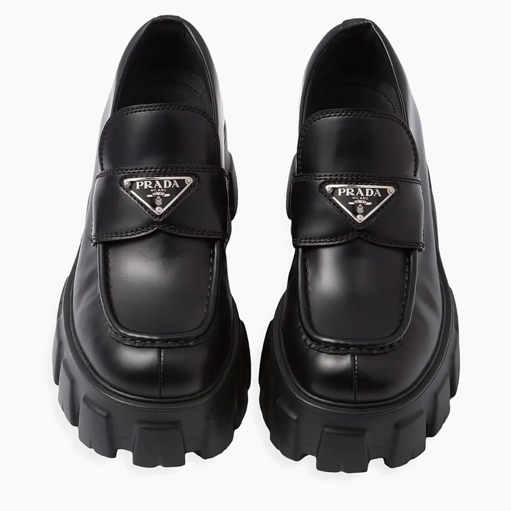 Authentic Prada leather Monolith loafers